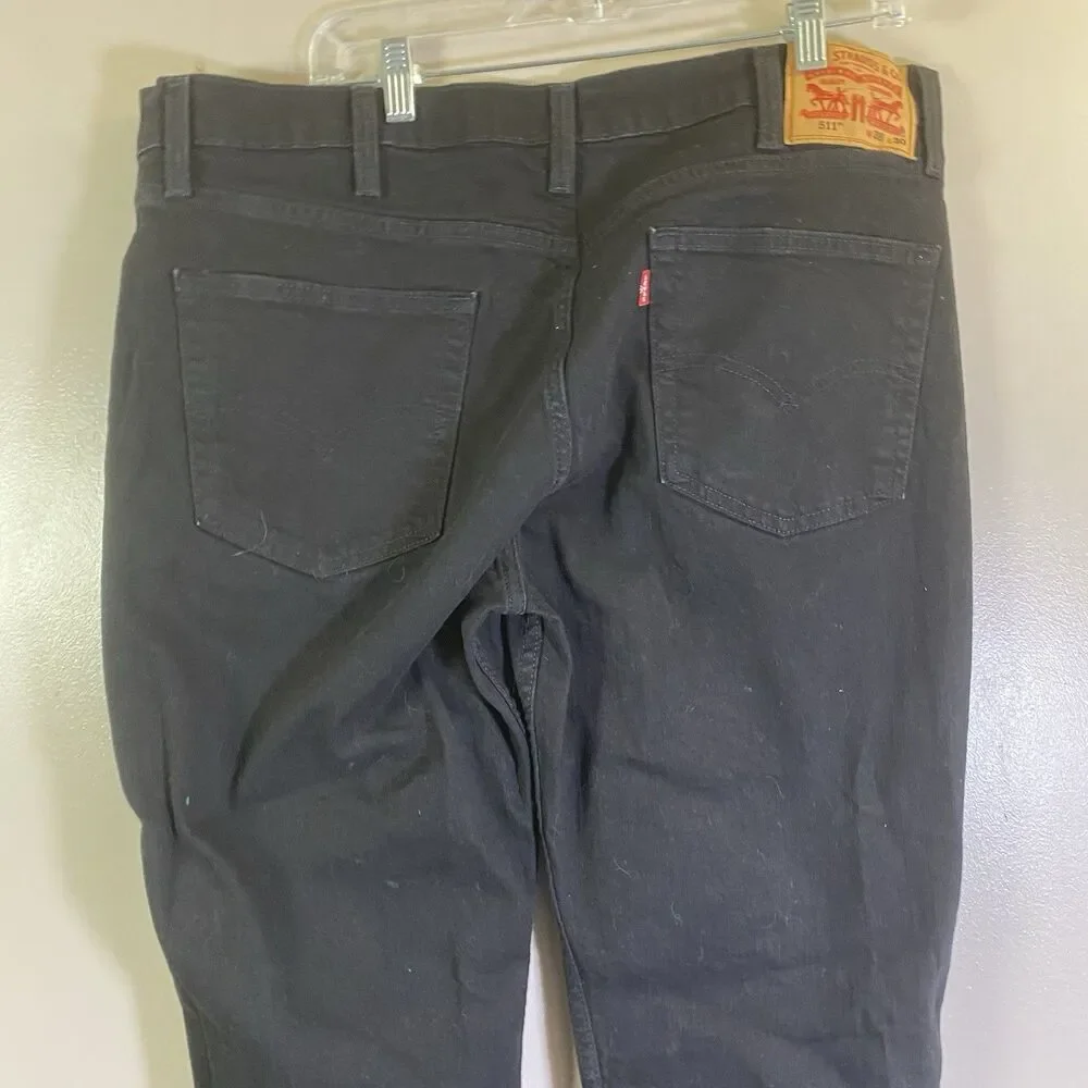 Levi's 511 Slim Fit Jeans Mens 38x30  Black Denim Tapere